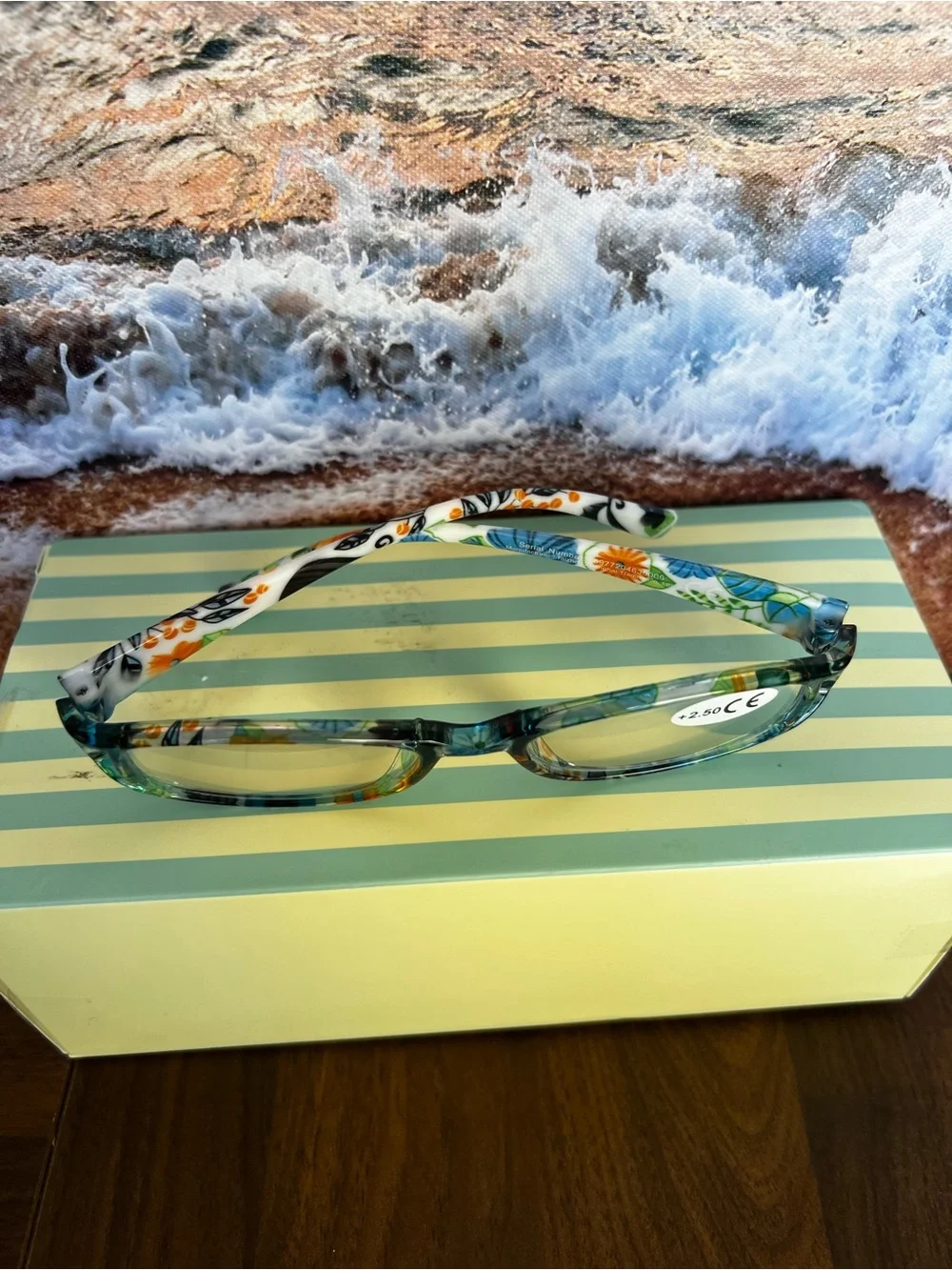 Blue Floral-Pattern Women’s Reading Glasses +2.50